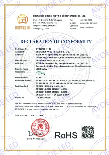 China Shen Zhen AVOE Hi-tech Co., Ltd. zertifizierungen